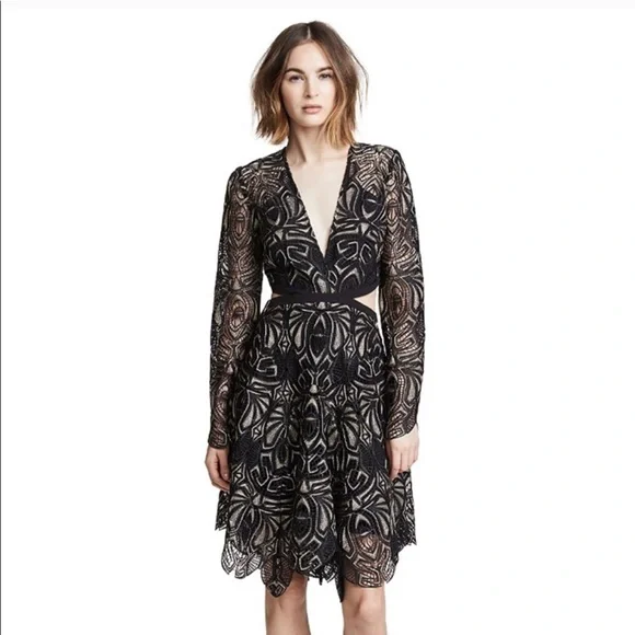 NWT Thurley Gaia Black Lace Cutout Prom Festival Dress size 6